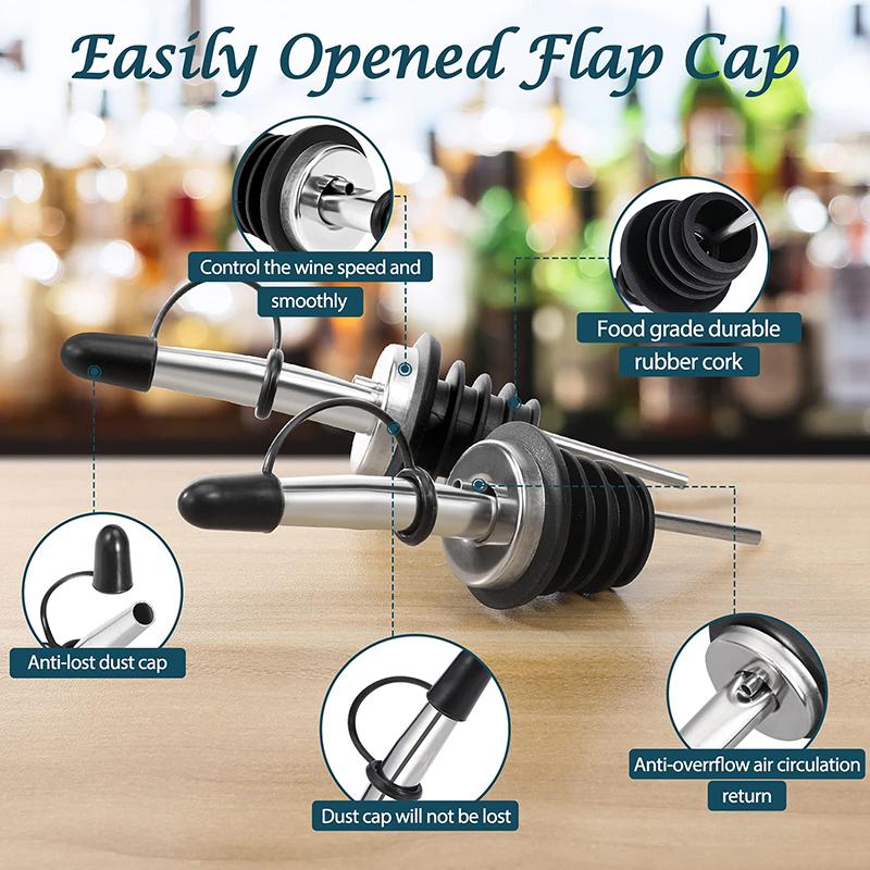 נירוסטה ליקר שמן יין בקבוק מוזג אטום בפני נזילות פקק פיה אטום פיית מתקן חומץ חרוטי