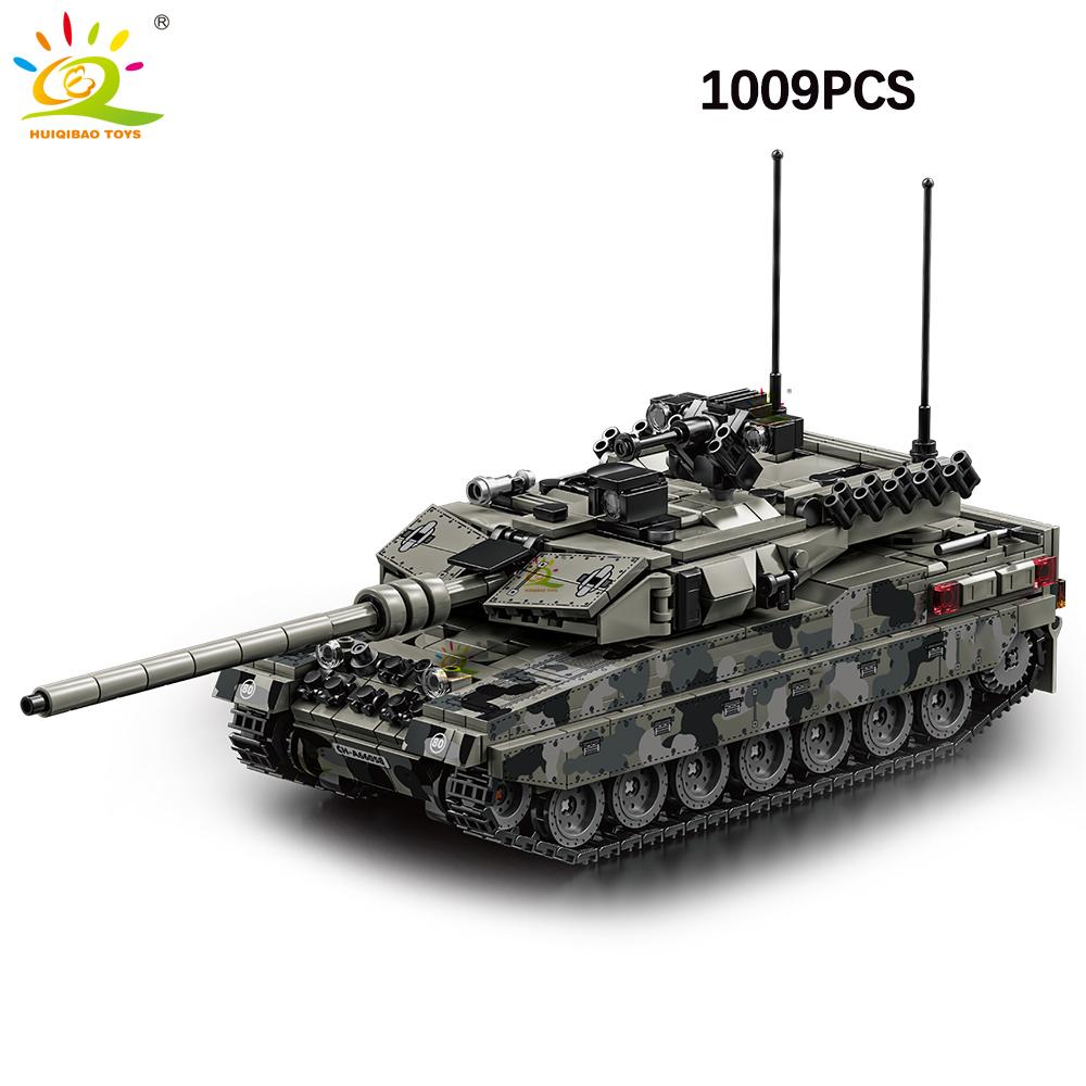 HUIQIBAO WW2 Wojskowy Czołg T-34 Zestaw Klocków Budowlanych dla Dzieci Broń Armii Samochód Ciężarówka Klocki Zabawka Miasto Klocki Budowlane Prezent