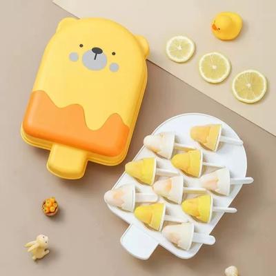 10 Mulden Niedlicher Bär Eiscreme Lebensmittelqualität Form mit Deckel Eis am Stiel Eiswürfelbereiter Tablett Formen Käse Pudding Küchenzubehör