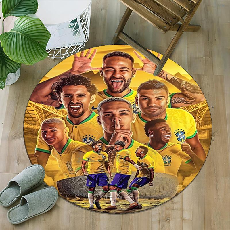 1pc Neymar17 Carpet, Round Rug, Comfortable, Suitable for Entryways, Living Rooms, Office, And Bedrooms, Christmas Decoration