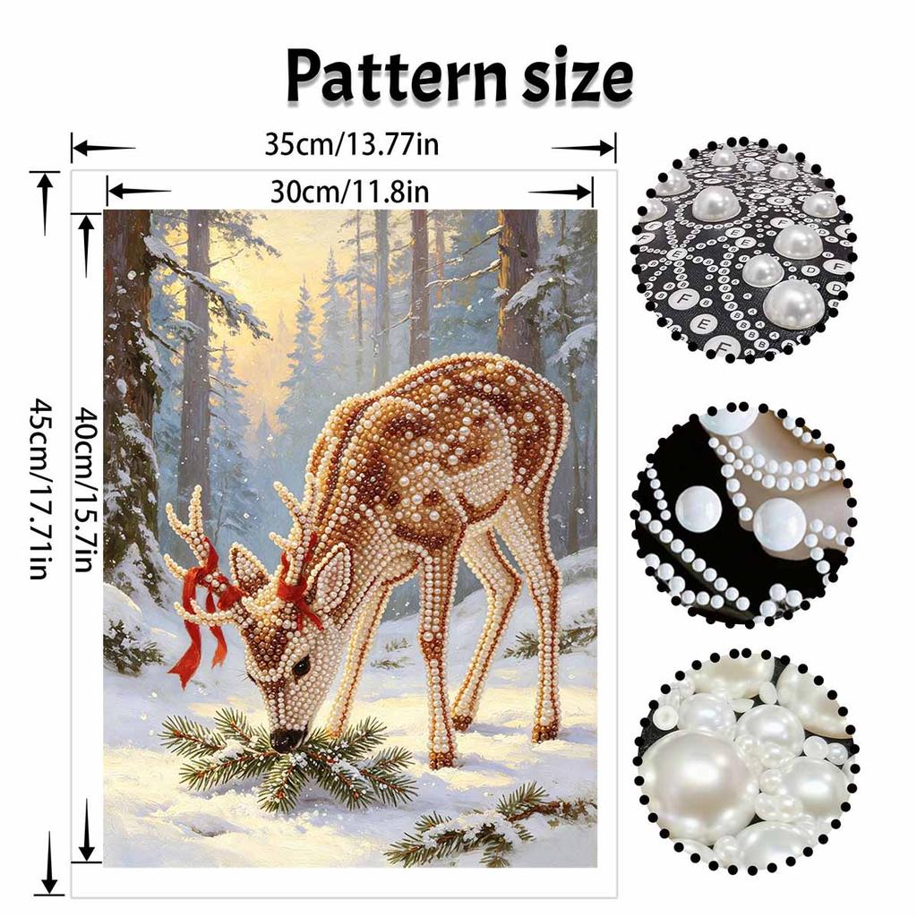 Christmas Pearl Painting Handmade Pearl Kit Forest Deer Winter Scenery Home Decoration Painting