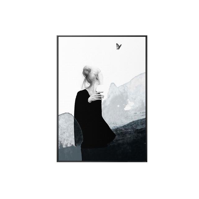 Nowoczesny styl skandynawski abstrakcyjny motyl dziewczyna obraz na płótnie HD artystyczne zdjęcia na ścianę do salonu plakaty i reprodukcje dekoracyjne do domu