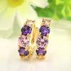 Women Fashion 9K Gold Plated Purple Zircon Eardrop Huggie Earrings Jewelry Gift