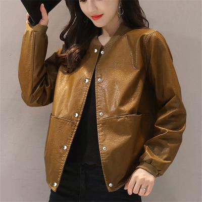 Vrouwen PU leren jas 2021 Nieuwe vrouwelijke lente herfst kleding Jassen Vrouwelijke korte leren jas Casual PU leren jas