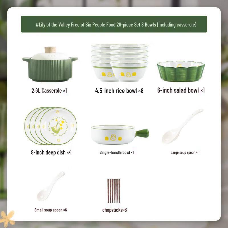 Mode Lanka Creamy Cute 28-Piece Ceramic Dinnerware Set