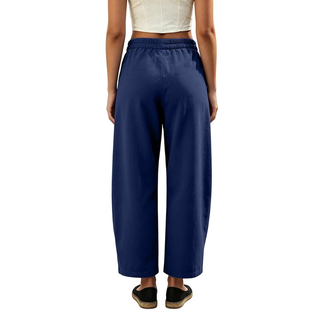 Ladies' Color Casual Fashion Breathable Loose Cotton And Linen Pants