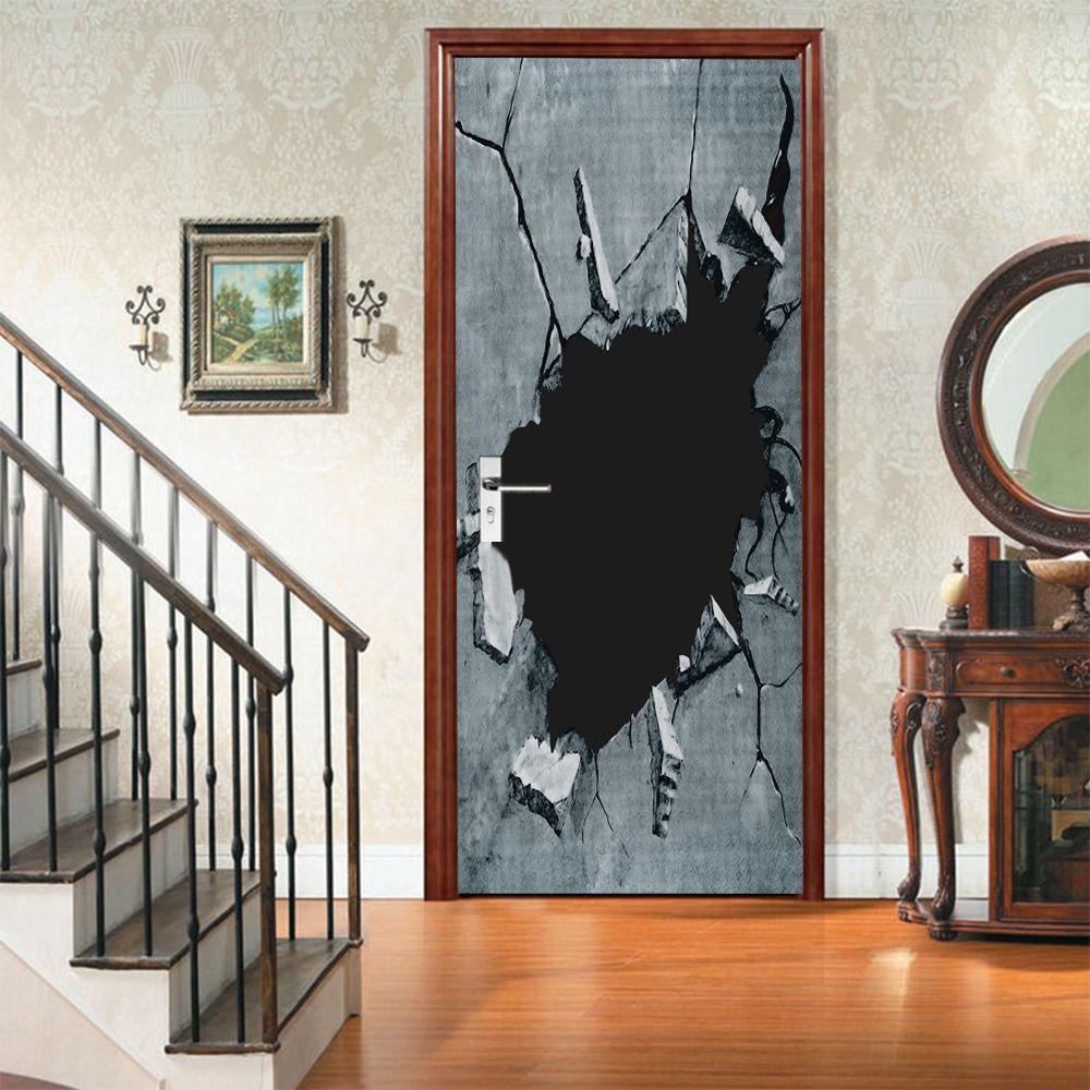 3D Door Mural Sticker Peel and Stick Door Wallpaper Golden Buddha Castle Moon Mermaid Flower Home Decor Removable