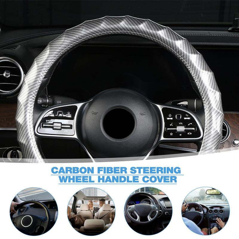 Kohlefaser Lenkradbezug Rutschfester Lenkradbezug 15-Zoll Schutzbezug Auto Schutzbezug Autozubehör Für
