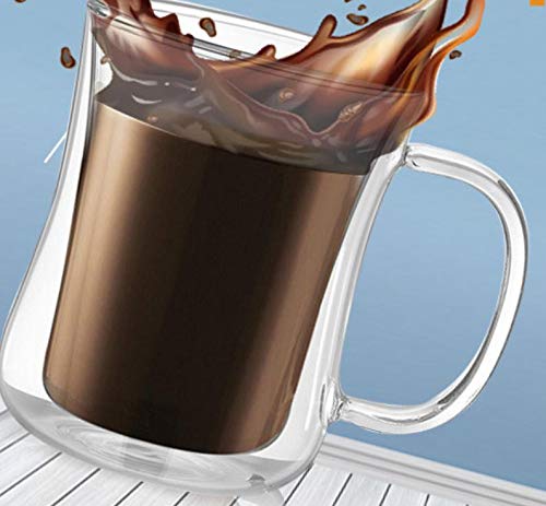 Morning Place Double-Walled Glass Mugs, Heat-Resistant, Slender Cups (Set of 2)