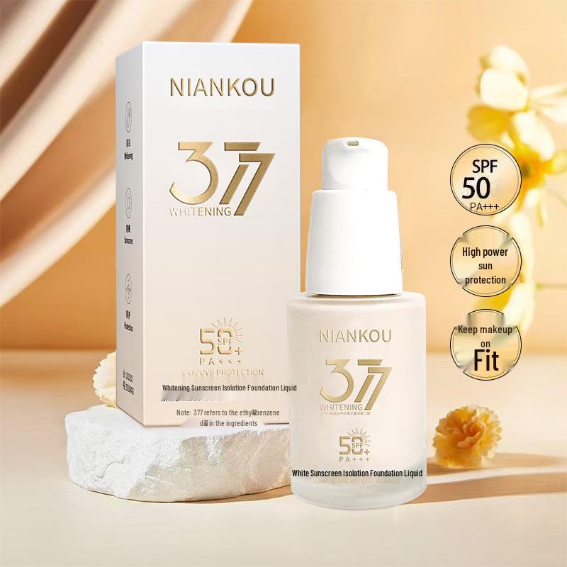 Year Kou 377 Whitening Sunscreen Foundation: Hydrating, Translucent, Long-Lasting BB Cream for Dry Skin