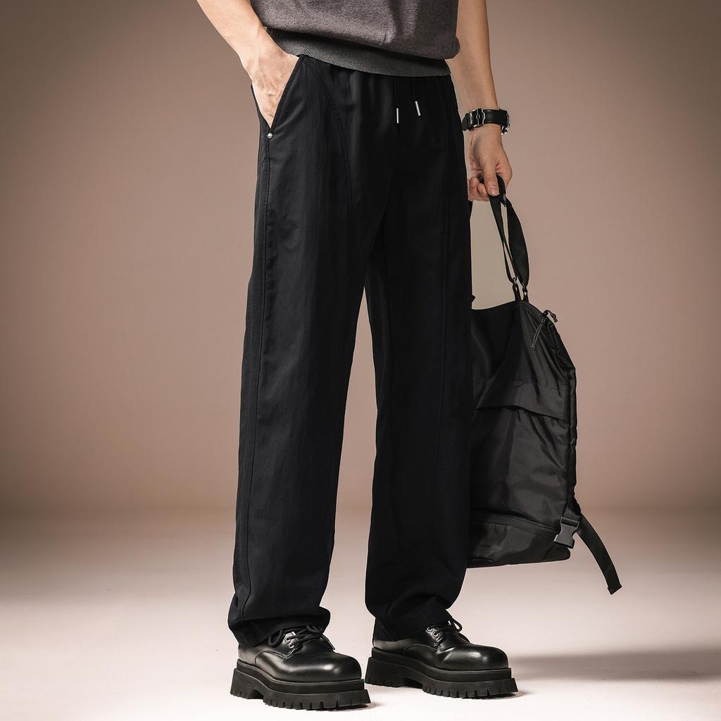High-end French Tencel Lyocell Commuter Casual Pants Men's Summer Thin Cold Comfortable Straight Pants