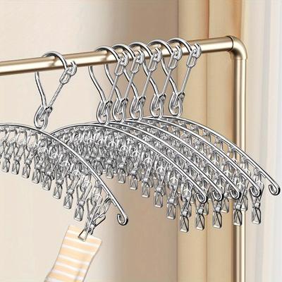 20-Clips Stainless Steel Clothes Drying Rack, Multi-Purpose Metal Hanger for Socks, Underwear, Bras, Hats Organizer for Home & Kitchen, Drying Racks