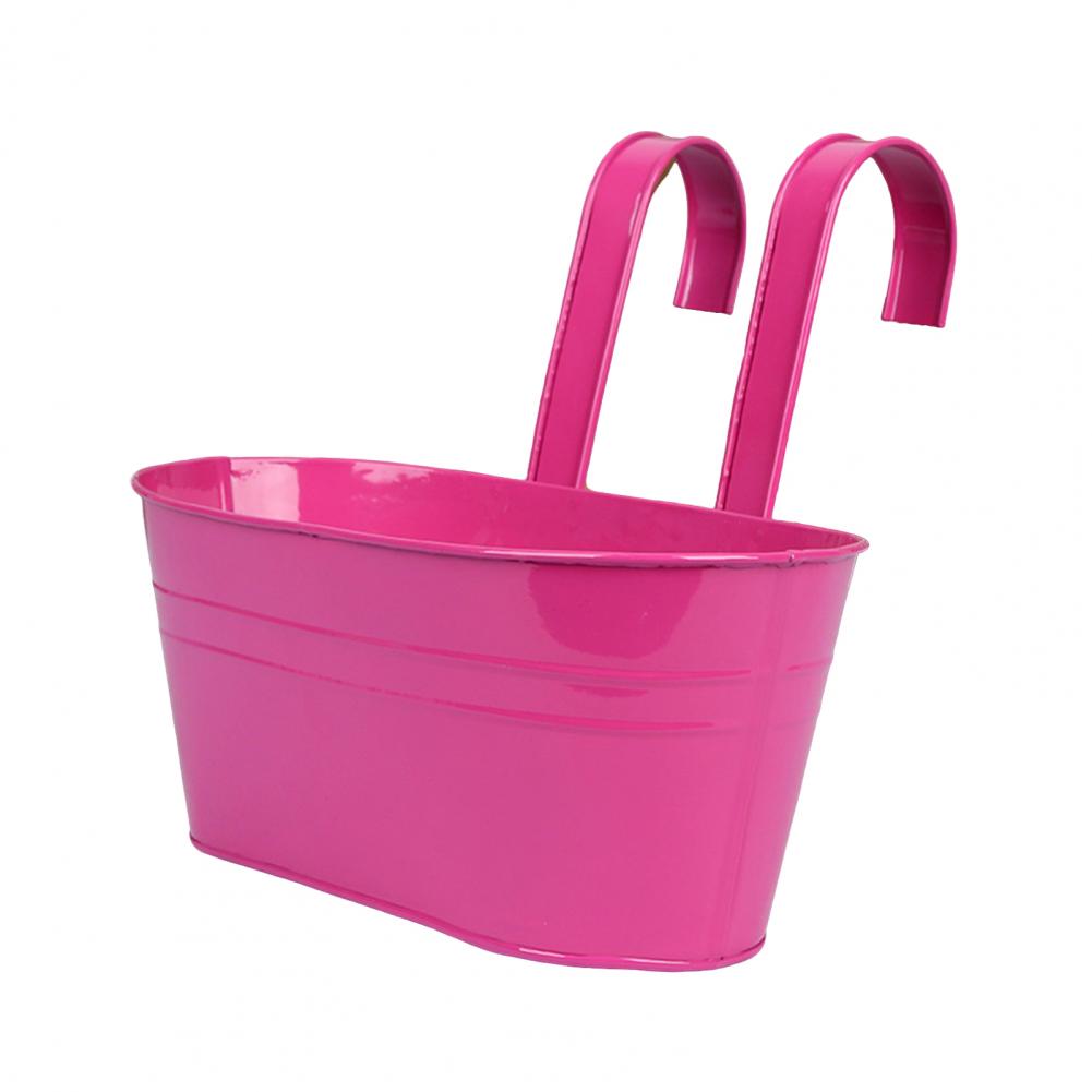 Metal Hanging Planter Window Flower Plant Holder with Drain Holes Removable Dual Hooks Flower Pot for Balcony Railing Fence