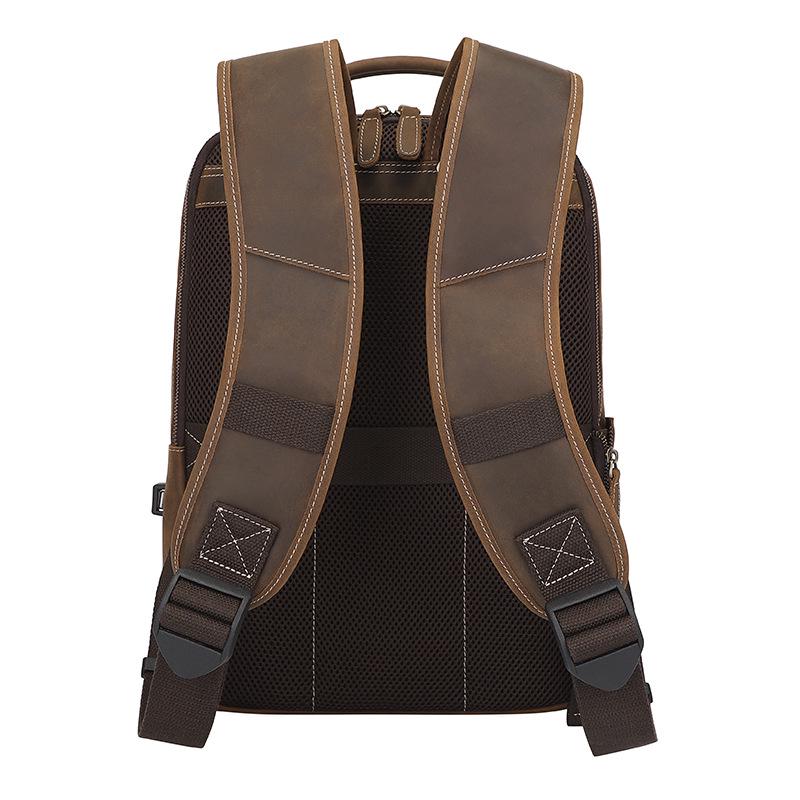 Jiameida Retro Batoh z kůže Crazy Horse - Velkokapacitní Outdoorový Cestovní & Školní Batoh