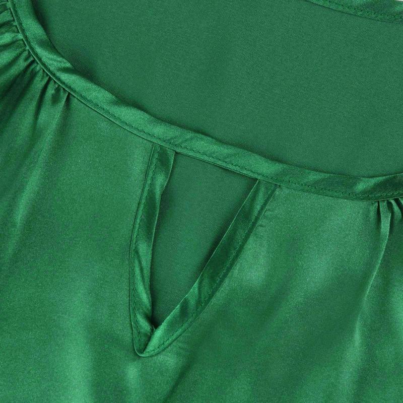 Moteabelt design for kvinner Sexy sateng plissert T-skjorte Sateng vest Hul ermeløs topp