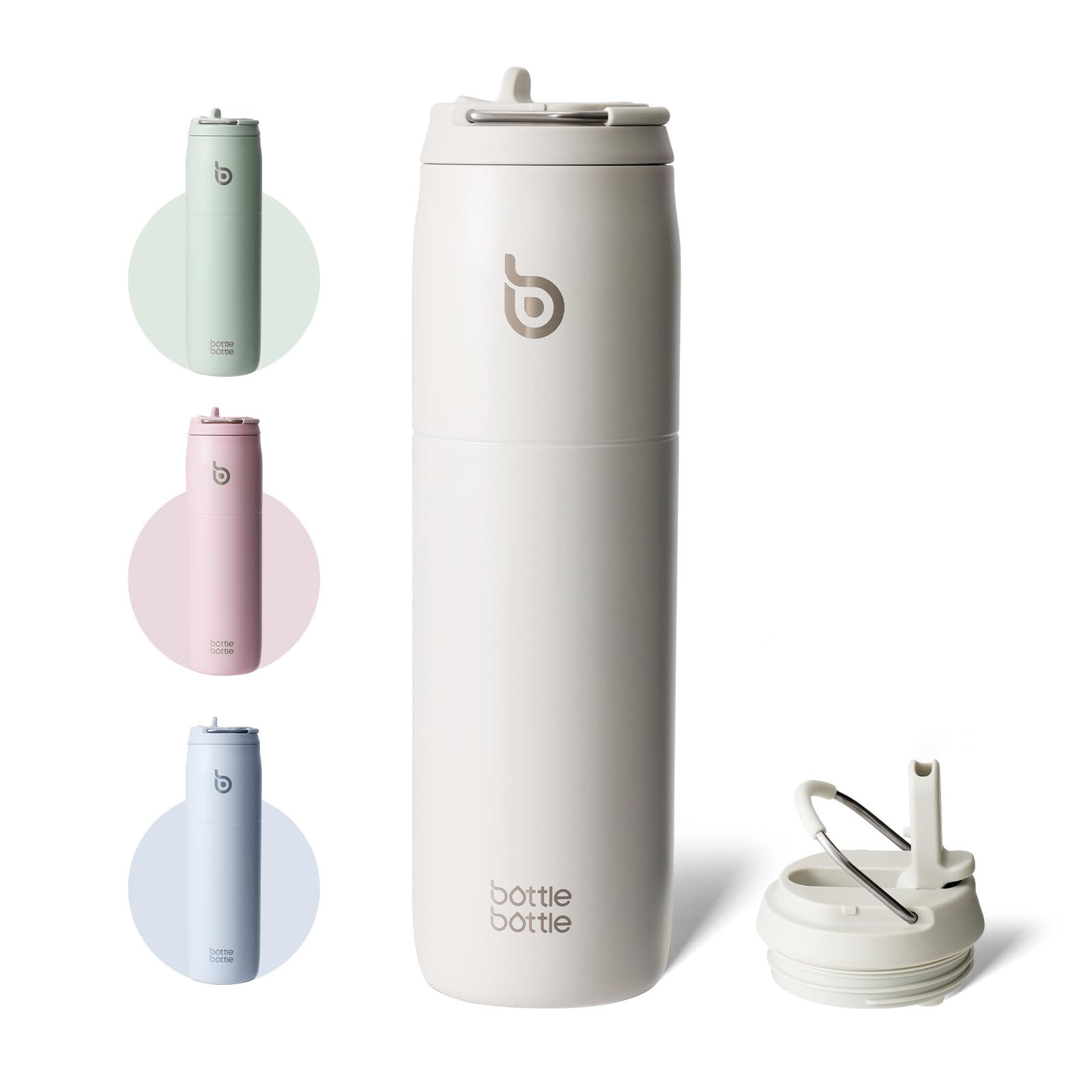 

BOTTLE BOTTLE 1 Liter Water Bottle, Large Capacity (1000ml), with Straw, Direct Drinking, Insulated, Vacuum Insulated, with Handle, Stylish Stainless