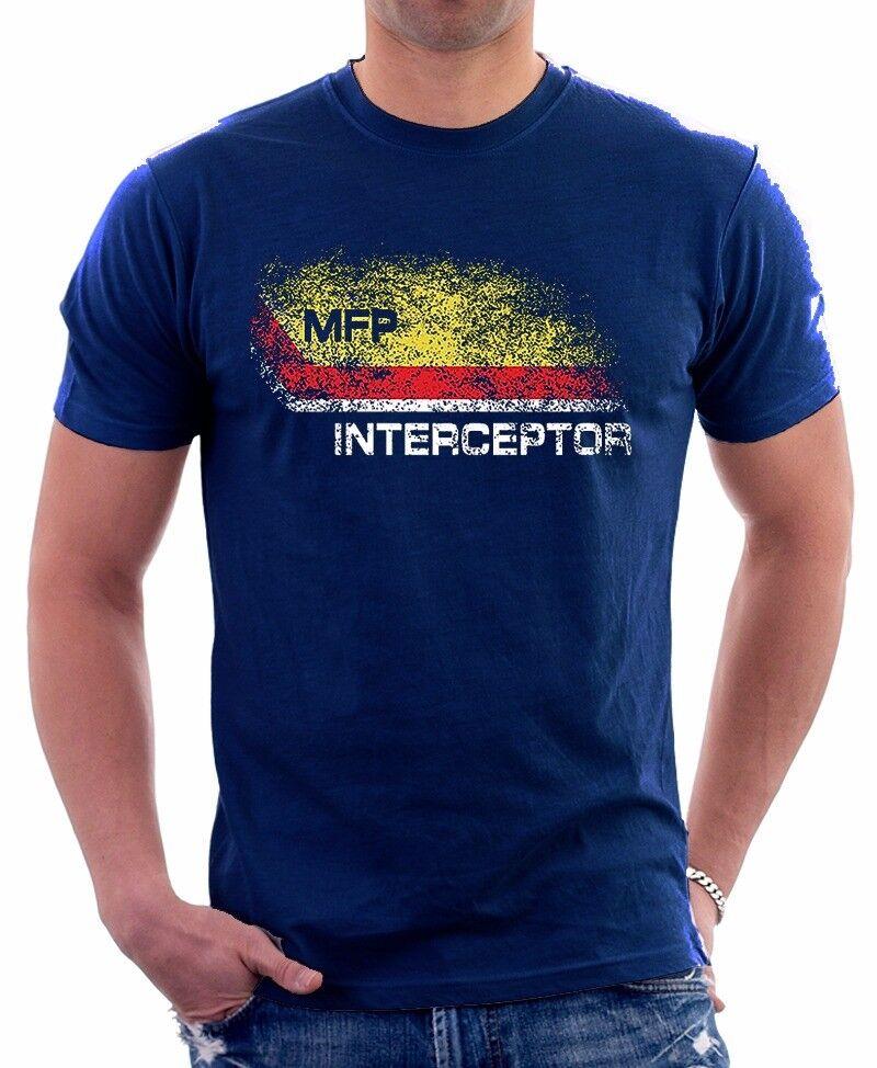 Mad Max inspired MFP Interceptor V8 pursuit car NAVY printed 100% Cotton T-shirt Mens Tees Top OZ9279 L