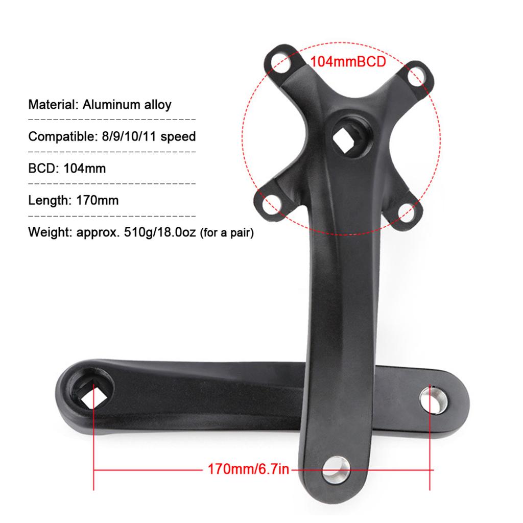 Mountain Bike Right Left Crank Arms with s 170MM 104 BCD Aluminum Alloy Crankset for 8/9/10/11 Speed