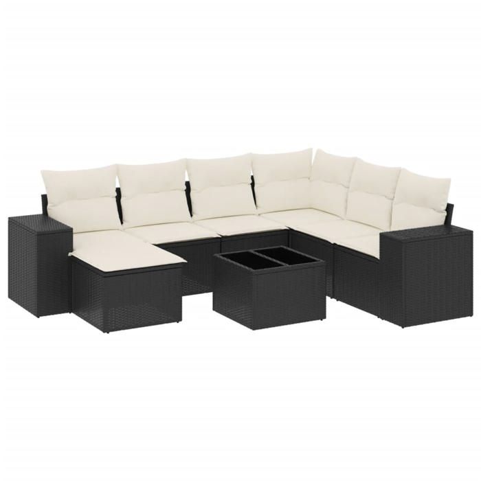 VidaXL Garden Lounge Set with Cushions 8 Pcs, Patio Sofas, Patio Furniture Set, Outdoor Furniture, Black 3255243