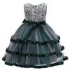 Forpend DR69 Kleid für Größen Spitzenkleid Kinder Mädchen, Formal, Rezital, Hochzeit, Kinderbekleidung, 110, 120, 130, 140, 150, 160cm, Organza,