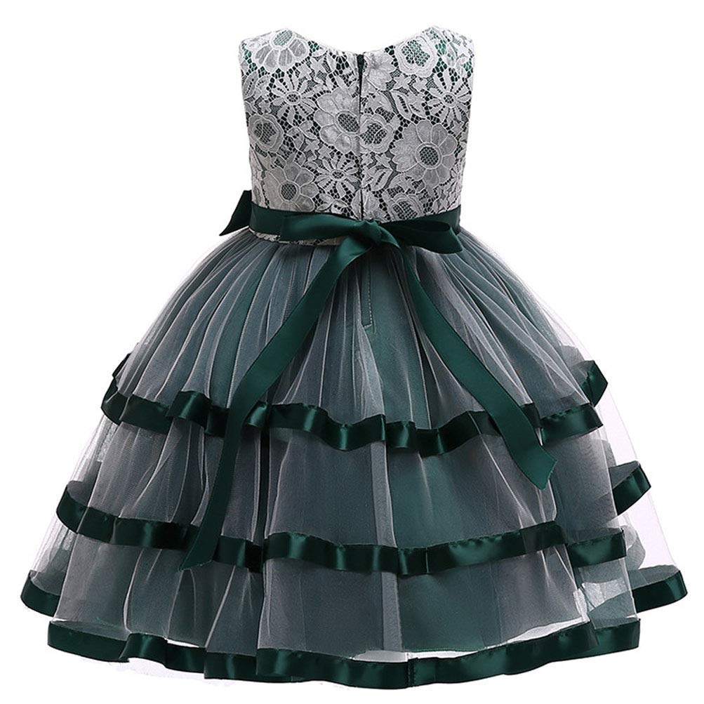 Forpend DR69 Kleid für Größen Spitzenkleid Kinder Mädchen, Formal, Rezital, Hochzeit, Kinderbekleidung, 110, 120, 130, 140, 150, 160cm, Organza,