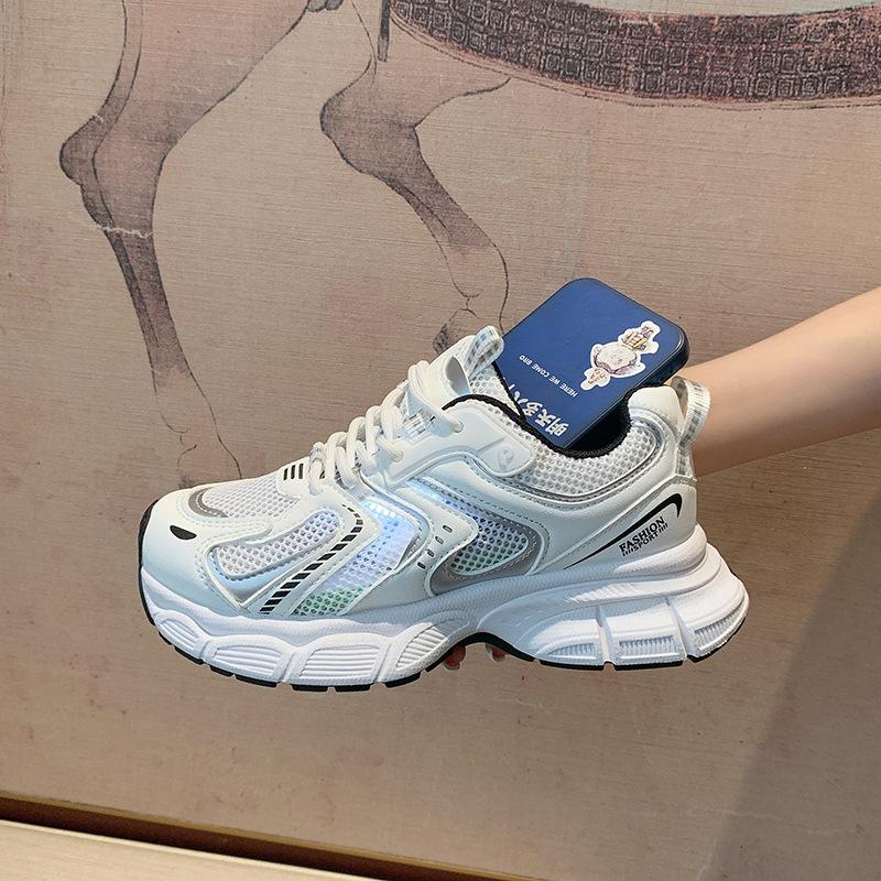 

Silver platform dad shoes women s new mesh breathable lightweight height-increasing casual sports shoes 40 сірий колір