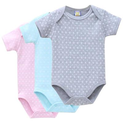Baby 100% Cotton Short Sleeve Boys And Girls Summer  Printing O Neck Snap Button Newborn Clothing