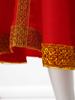 Girls Russian Costume Round Neck Puff Sleeve Gold Embroidery Knee Length Dress Beautiful Headpiece Traditional Set