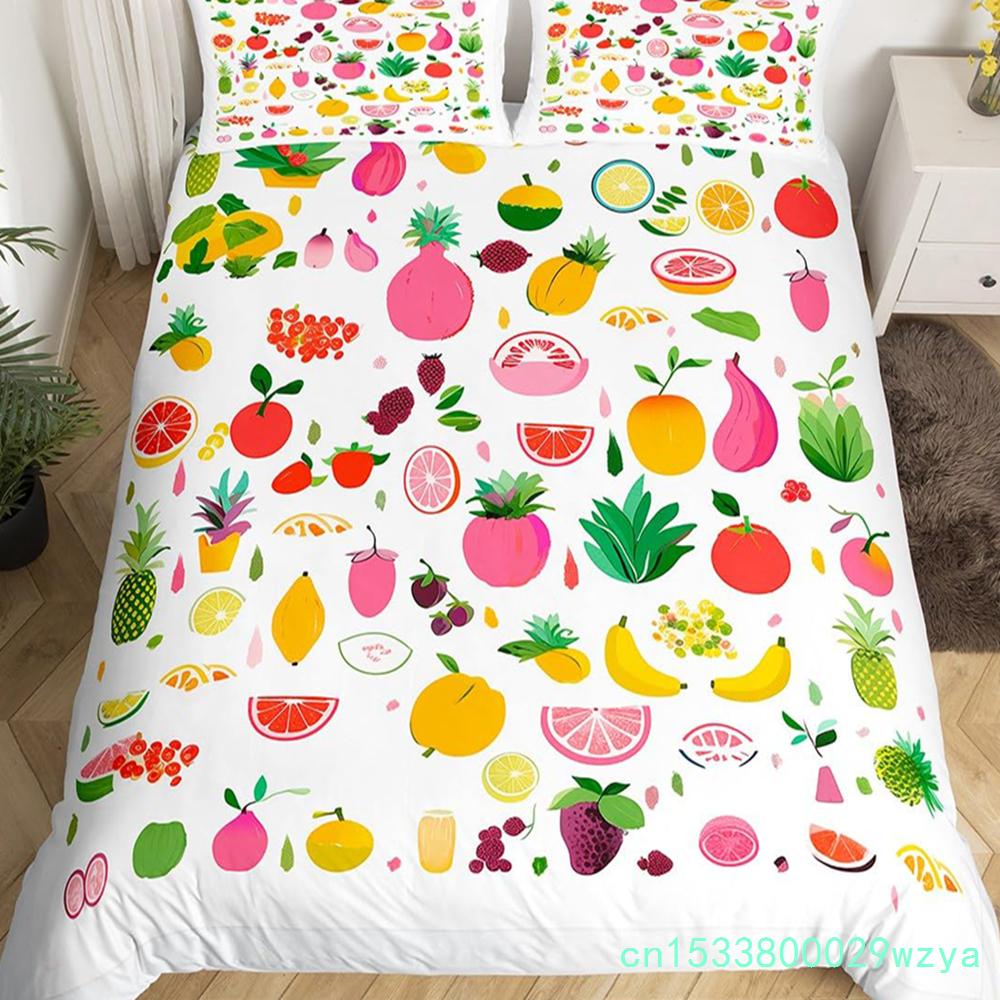 Red Pitaya Bettbezug King Queen Drachenfrucht Malerei Bettwäsche Set Tropische Früchte Bettbezug Moderne Kunst Weicher Bettbezug