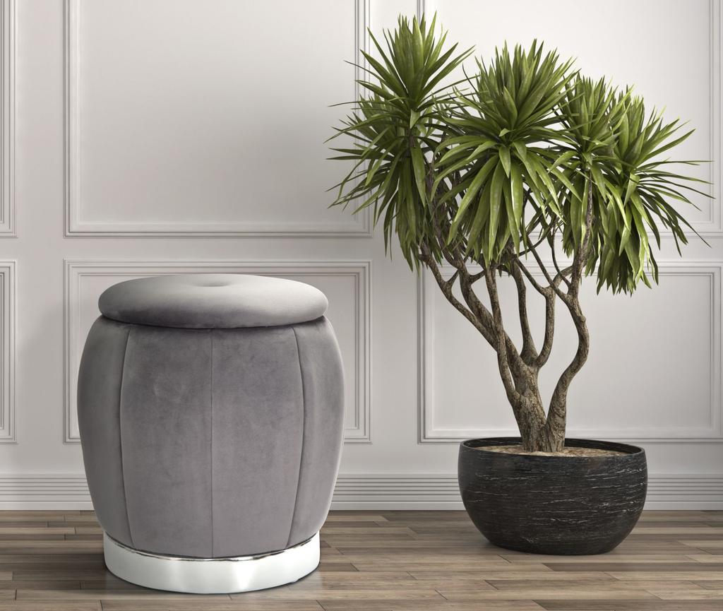 Hocker Aufbewahrung Paris Grau Silber Cm Ø 43X43