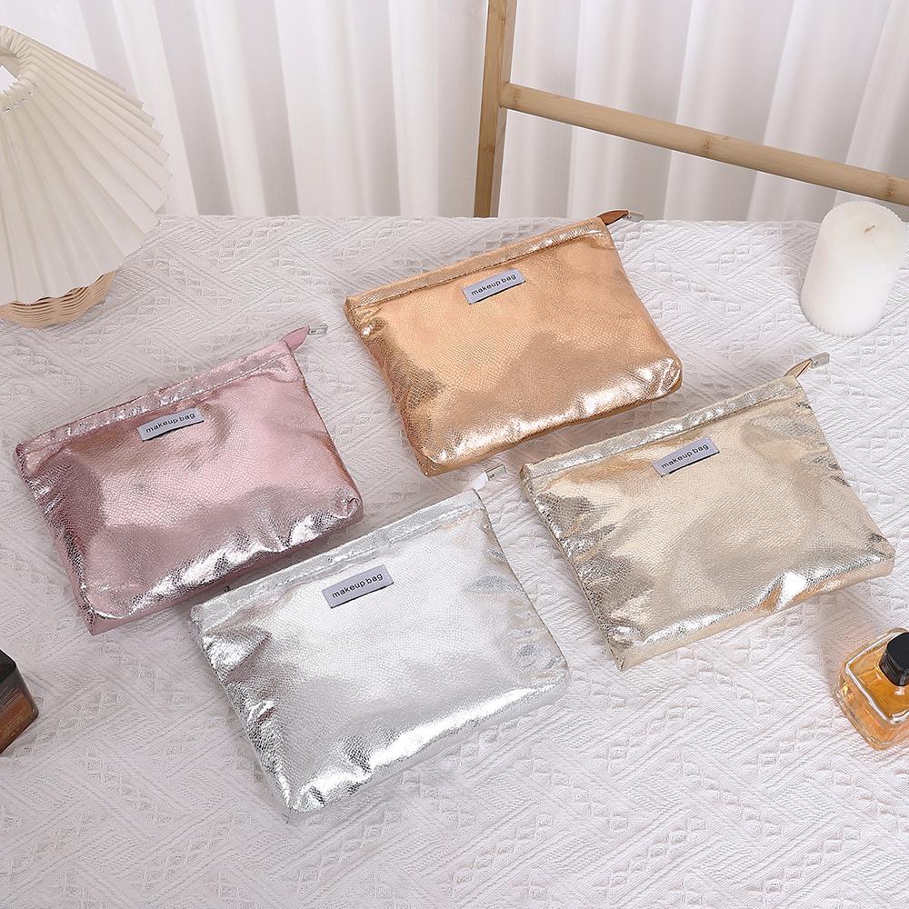 4 Colors Shiny Sequins Clutch Makeup Bag Portable Women Cosmetic Toiletries Storage Handbag Pouch Gold Organizer Zipper Bag