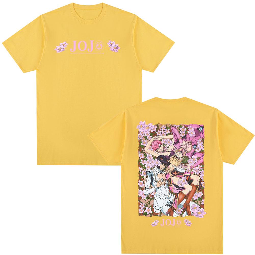 2026 Anime JoJo Bizarre Adventure Tshirt Giorno Giovanna Bruno Buccellati Tshirts Unisexs Women Fashion Short Sleeves T Shirt