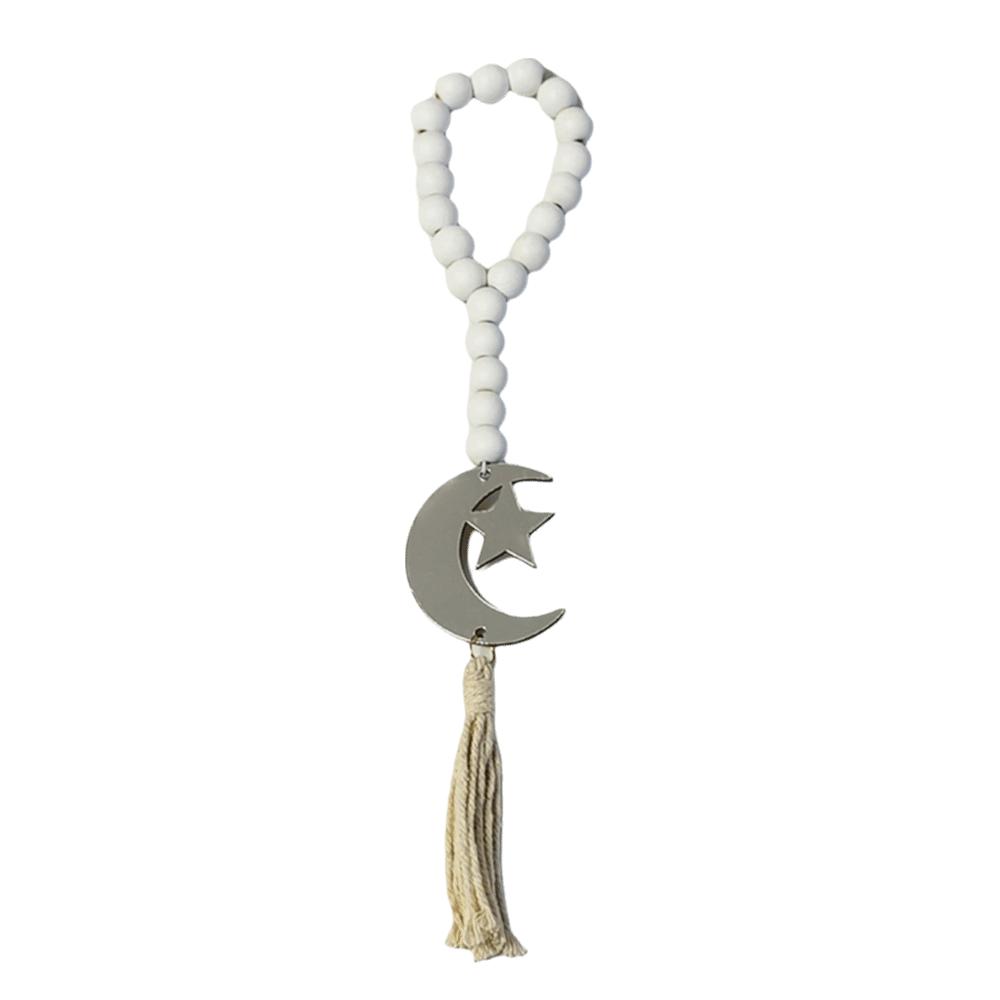 Handmade Wooden Beads Pendant Rustic Style Islamic Hanging Ornament Home Decoration