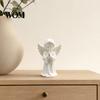 Praying Angel 3D Print Sculpture Printed Statue, Elegant Matte White Cherub Figurine with Detailed Waterproof Anti-fade Figure Wings, Durable