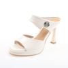 2025 Summer New Thick Heel Cool Slippers Women's Versatile Professional Patent Leather Open-toed Waterproof Table High Heels