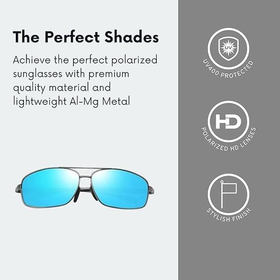 4Flaunt Full Rim Rectangular Trending and Stylish Polarized Sunglasses For Men & Women | Polarized & 100% UV400 Protected Lens