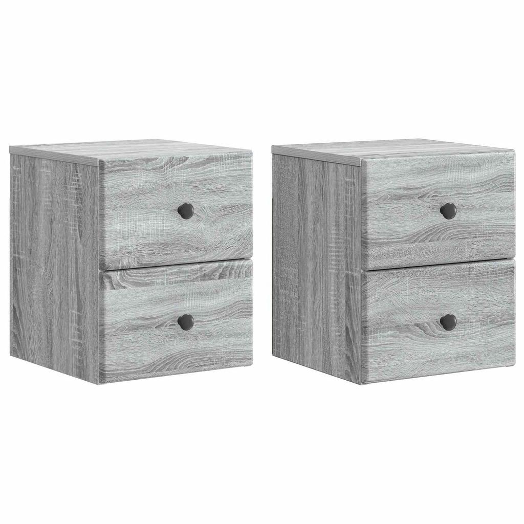 Wall Mounted Nightstand 2 pcs Grey Sonoma 34.5 x 33 x 40 cm
