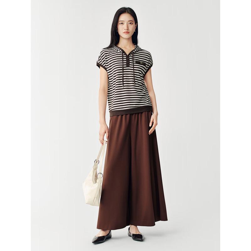 JUZUI Women's Casual Striped Hooded Top JTGX80301