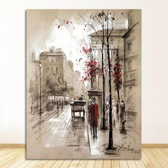 

Винтажный абстрактный городской уличный холст, картина, пейзажный постер для гостиной, спальни, домашний декор, настенная картина, безрамное 30x40cm