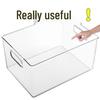 Clear PET Plastic Storage Box for Kitchen, Desktop Organizer, and Refrigerator Storage