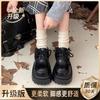 Small Leather Shoes Women's Spring and Autumn New British Style Retro Explosion Black Versatile Muffin Heightening Jk Shoes Platform Loafers