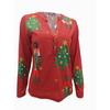 Women's Christmas Tree Printed V-neck Long Sleeved Sweatshirt Xmas Top