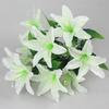 1PC 10 Heads Artificial Lily Flowers European Multicolor Fake Bridal Flower Bouquet Wedding Home Party Decoration Flowers