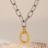 Elegant Stainless Steel Texture Jewelry Set with Round Stripes Designs Includes Necklace Earrings and Bracelet