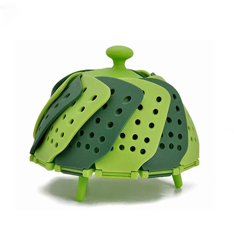 

Folding Food Steamer Vegetable and Fruit Food Basket Steamer Rack Cooking Utensils Steam Kitchen Accessories зелёный
