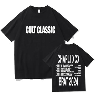 Camiseta Cult Classic Charli XCX Brat Tour 2026 Moda Estética Retro para Hombre Camiseta Neutra de Alta Calidad Retro