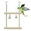 Pet Bird Parrot Wood Bell Stand Holder Hanging Swing Cage Molar Play Chew Toy