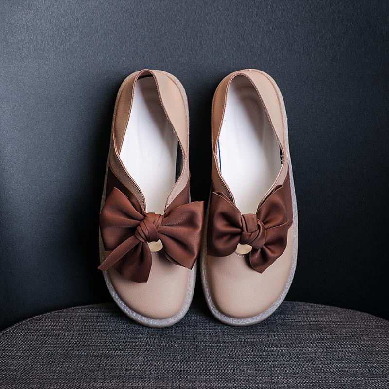 [2025] 2025 Bow Women's Flat-soled Single Shoes Wear Two Casual Soft-soled Shoes with One Pedal