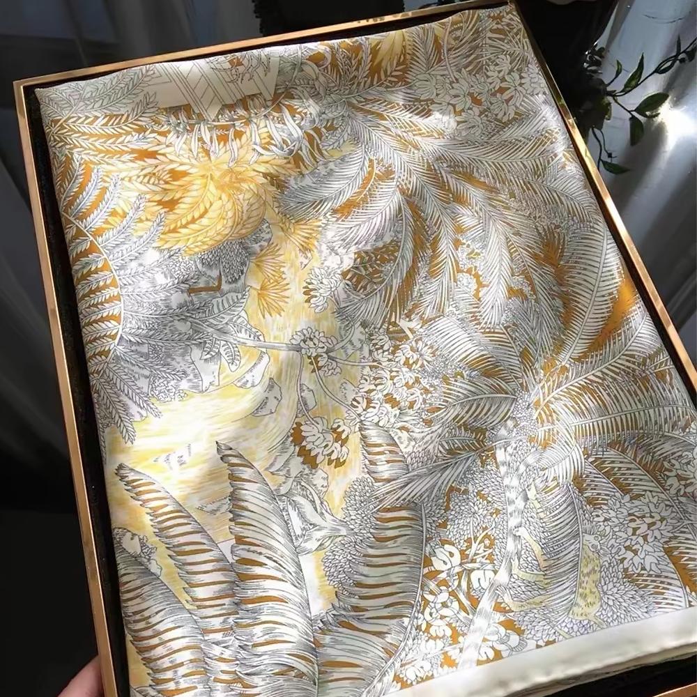 Bysifa|New Green Real Silk Scarf Femmes Foulard Fashion Luxury  100% Silk Scarves Shawls Fall Winter Long Scarves Hijabs