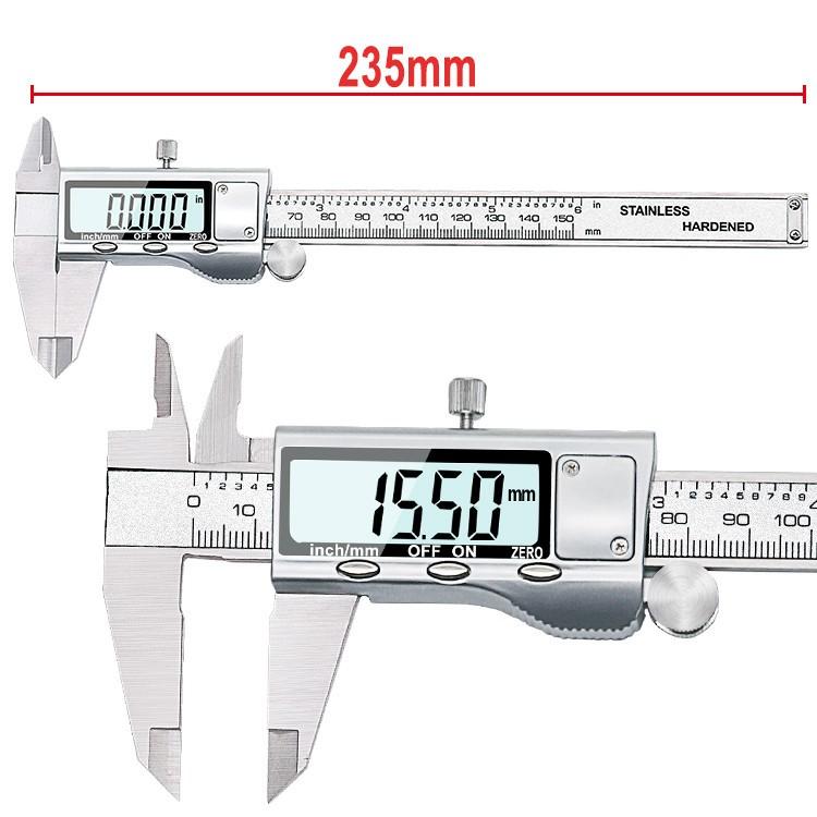 0 - 150 Mm Stainless Steel Digital Vernier Caliper 1 X Button Cell 1.55V
